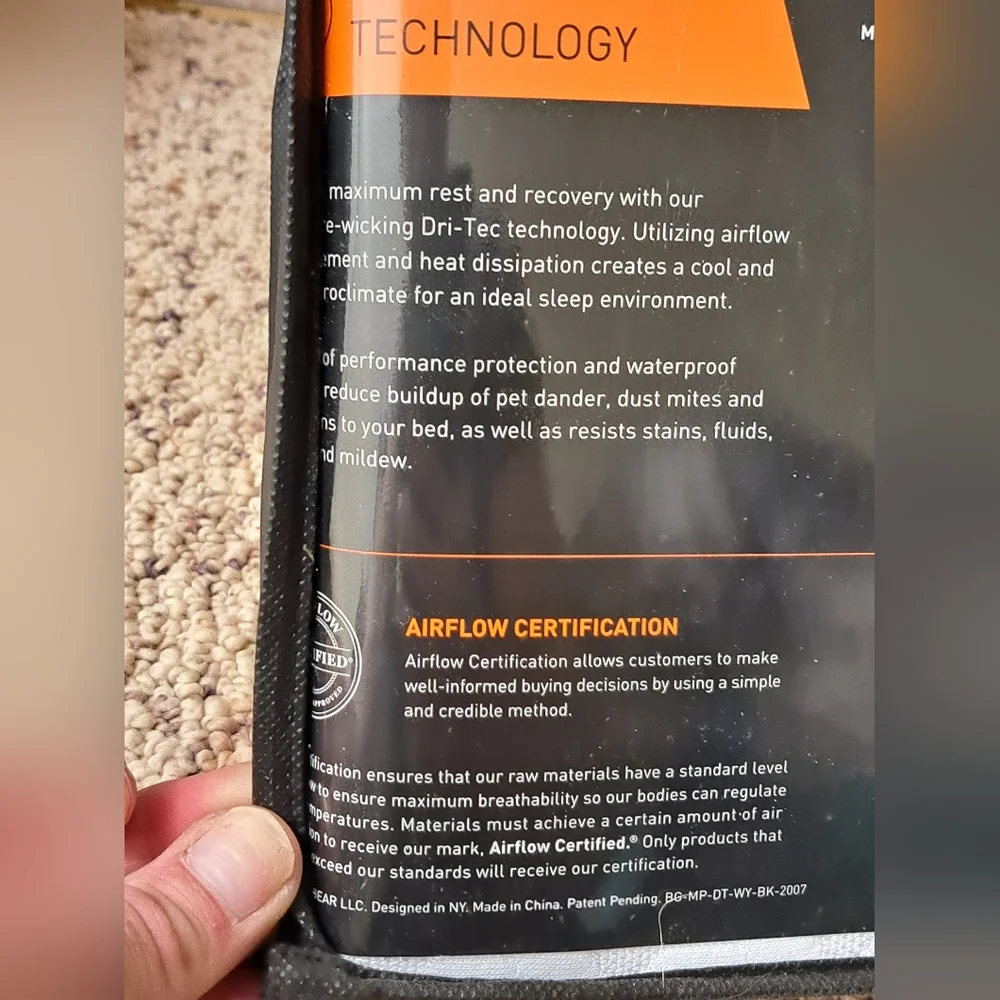 Bedgear Performance Mattress Protection with Dri-Tec technology